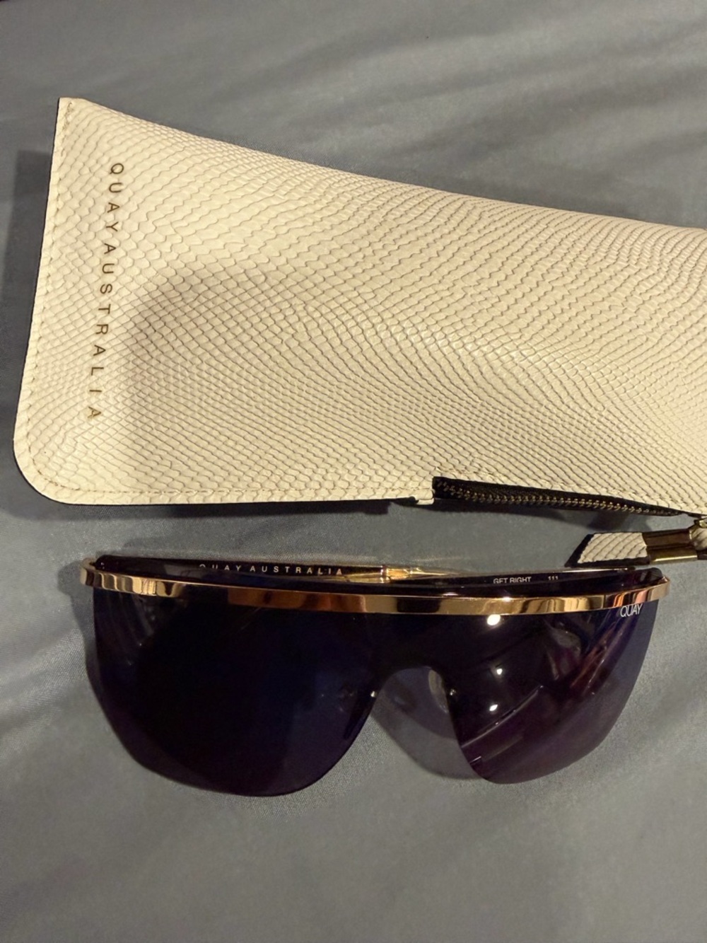 Quay Australia Black and Gold Shield Sunglasses